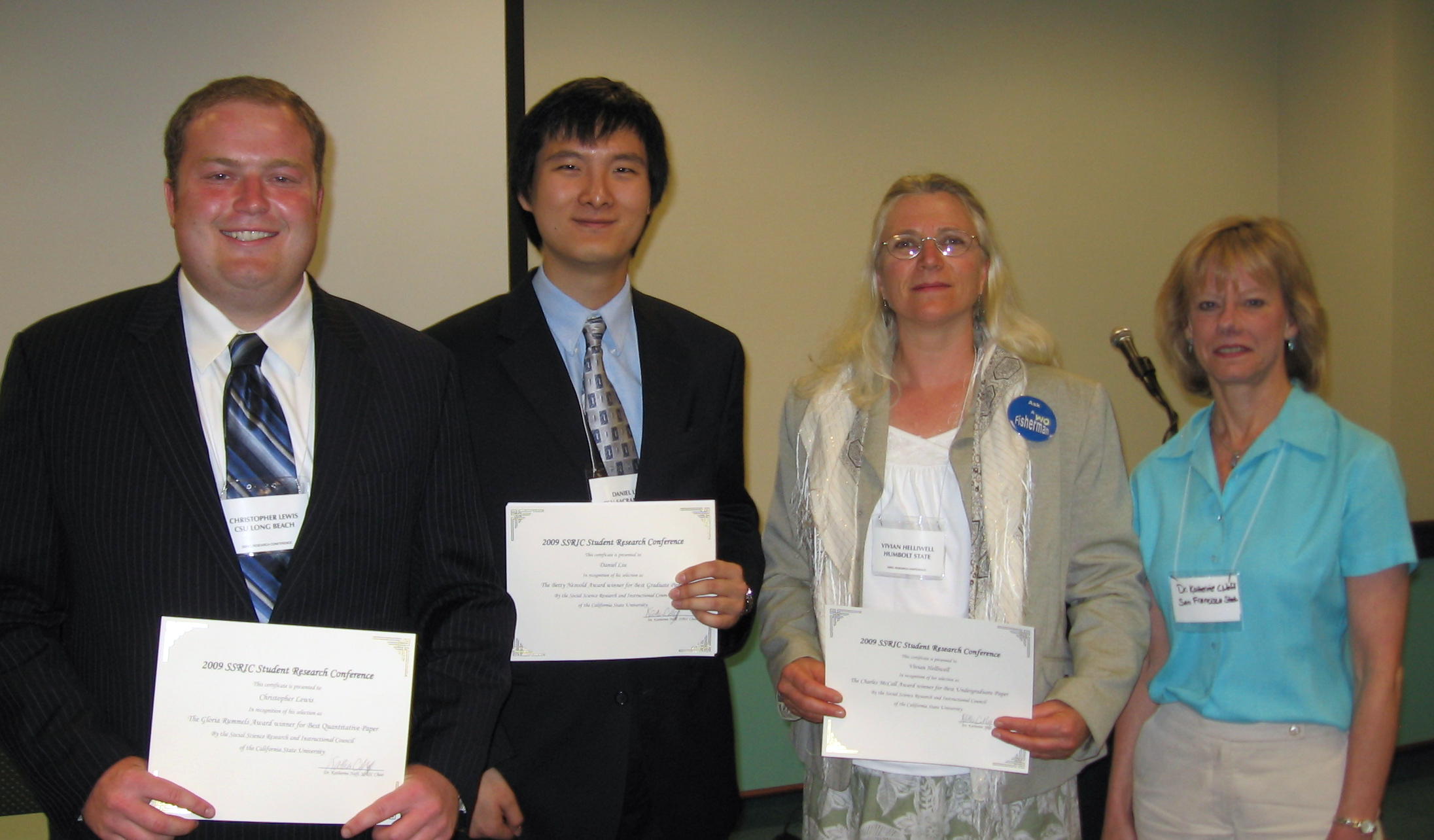 2009 Best Paper Award Winners, shown with SSRIC Chair Dr. Kathy Naff (right)